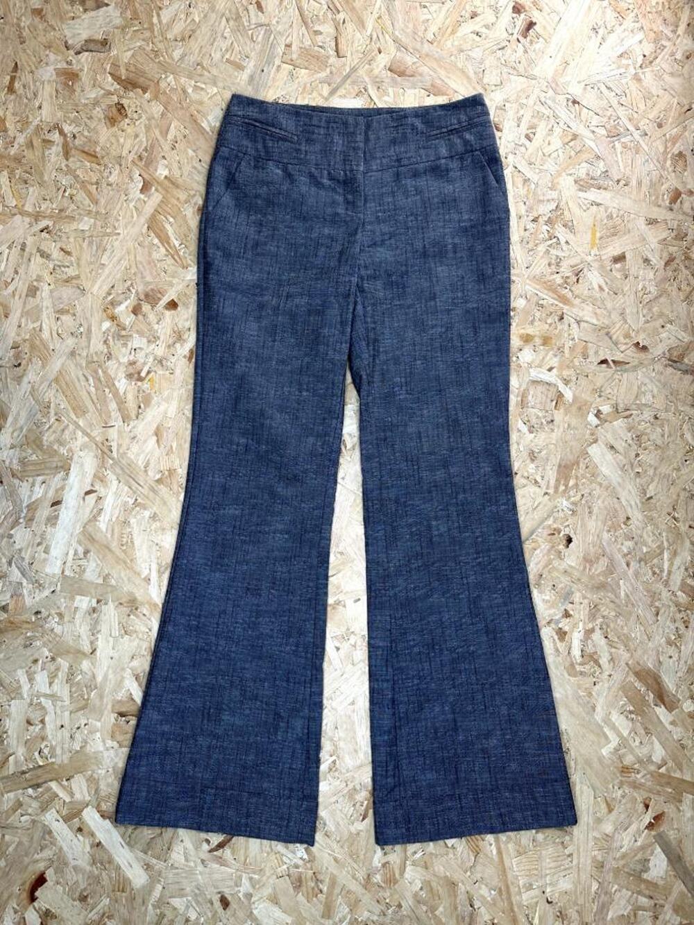 Tracy Evans Limited Women's Flare Pants Size 3 Blue Textured Stretch Trouser